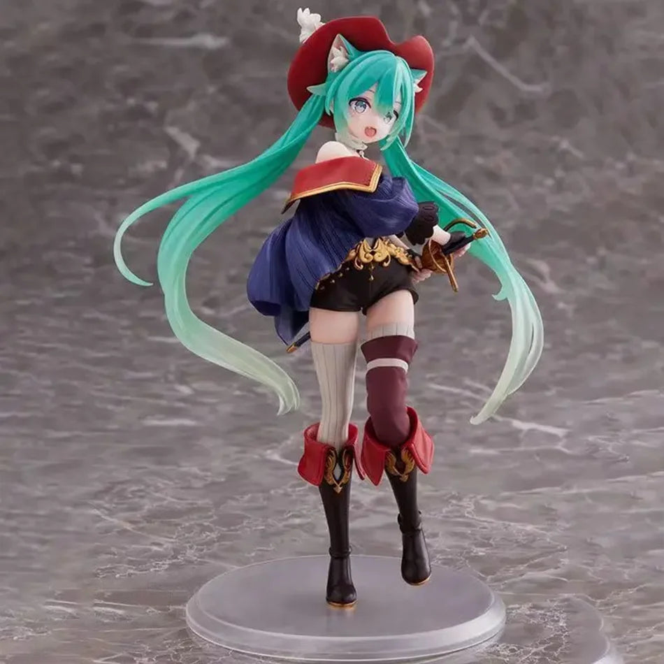 Anime Hatsune Miku Figure Fairy Tale Wonderland Hatsune Miku Puss in Boots Kawaii Action Figures Adult Collection Model Toy Gift