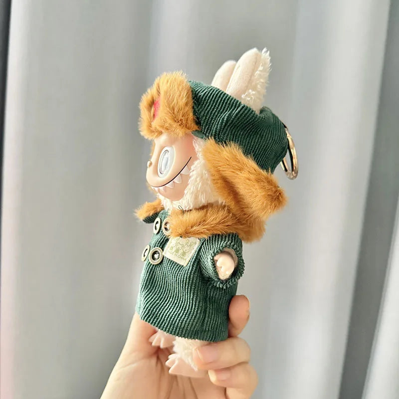 17cm Plush Doll's Clothes The Monster Labubu Outfit Accessories Clothing DIY Lei Feng Army Green Coat Red Star Hat
