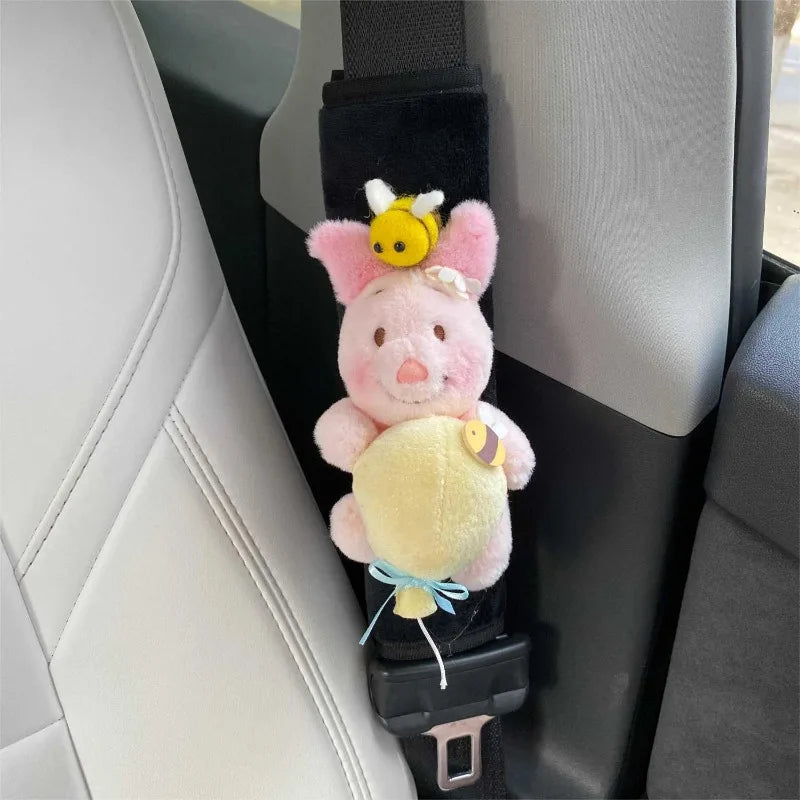 Cute Winnie The Pooh Cartoon Plush Safety Belt Shoulder Cover Fashionable Car Four Seasons Universal Anti-wear Safety Belt