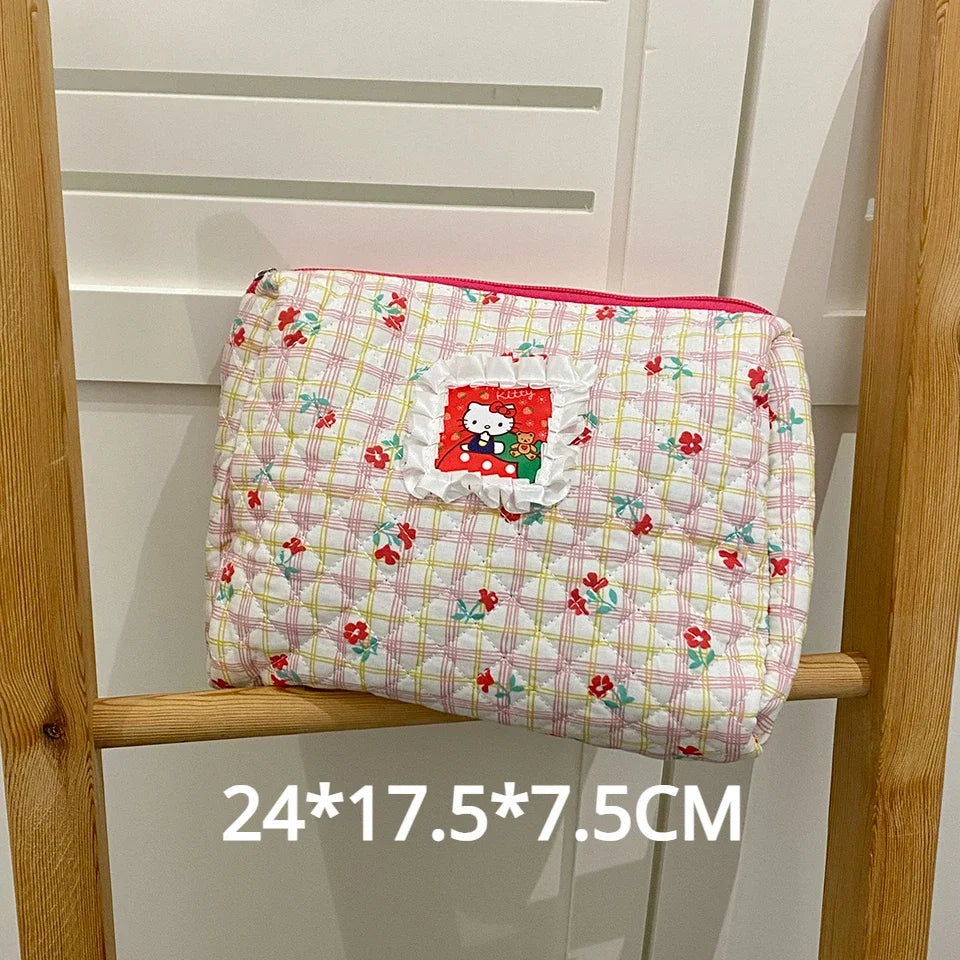 Women Kawaii Hello Kitty Makeup Bag Cosmetic Case Bag Portable Travel Bag Anime Girl Organizer Storage Portable Toiletry Bag