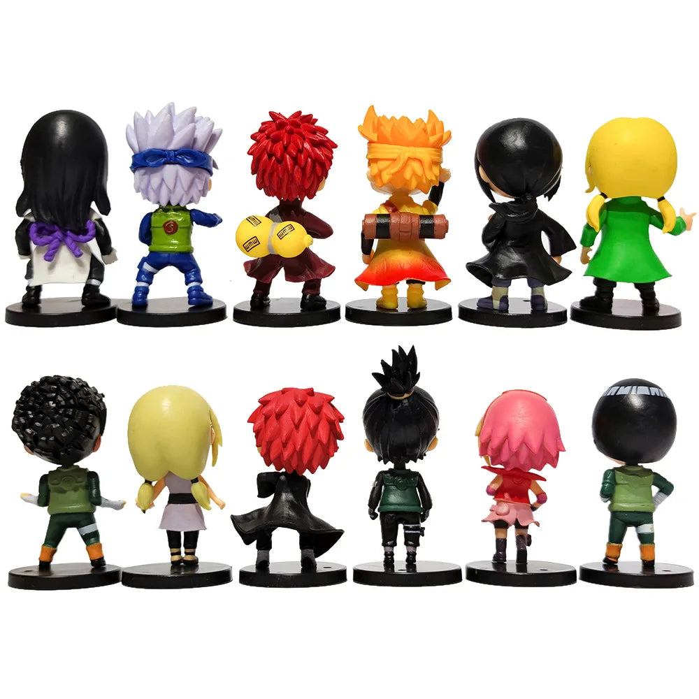 12pcs/set Anime Figure Naruto Shippuden Hinata Sasuke Itachi Kakashi Gaara Action Figure Q Version PVC Figures Toys  Gift