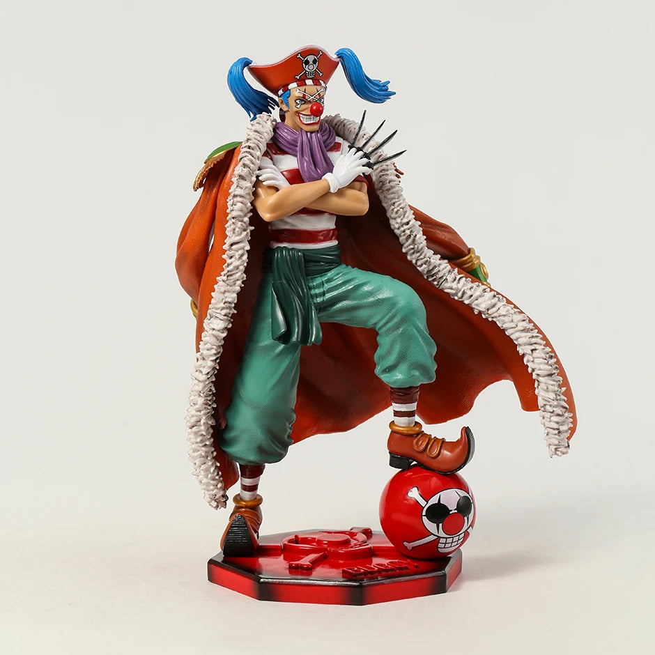 One Piece Clown Buggy Anime Figure Four Emperors Figures 26cm PVC Statue Model Collection Desktop Ornament Children Toys Gifts