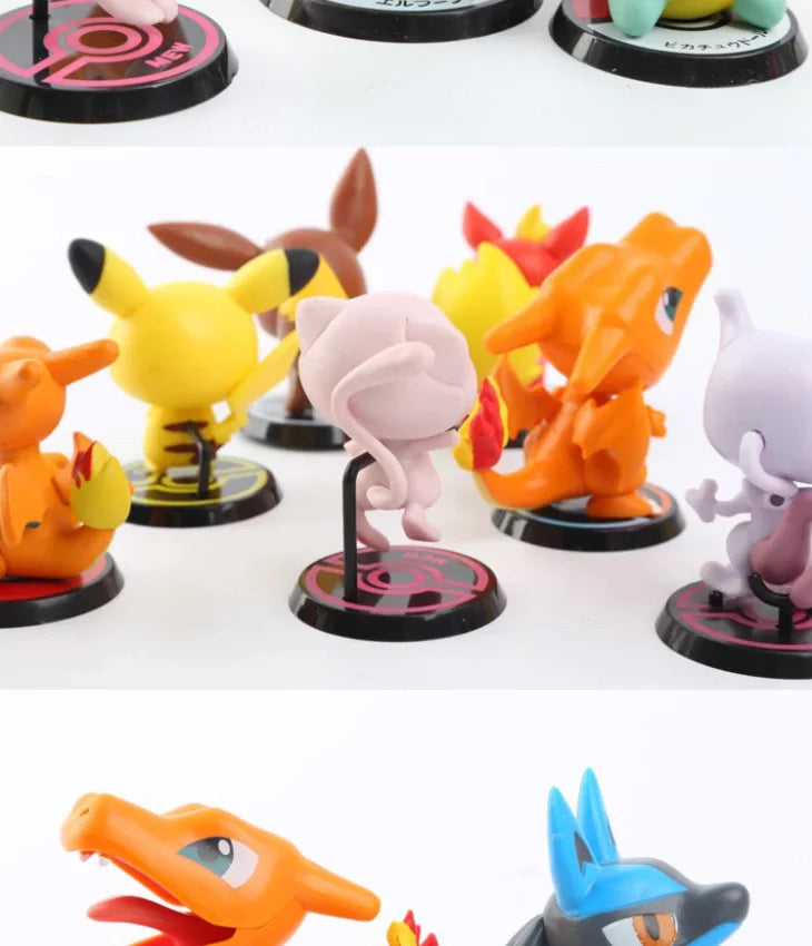 6pcs Tomy Pokemon Big Head Elf Kanto Region Ash Ketchum Johto Region Rocket Team Jessie James Meowth Action Figure Model Toys