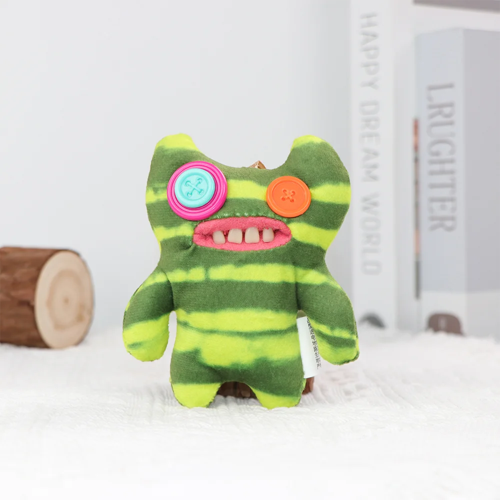Original Teeth Monsters Pendant Plush Doll Fuggler Funny Ugly Monster Keyrings Keychain Toy Halloween Prank Decoration Gift
