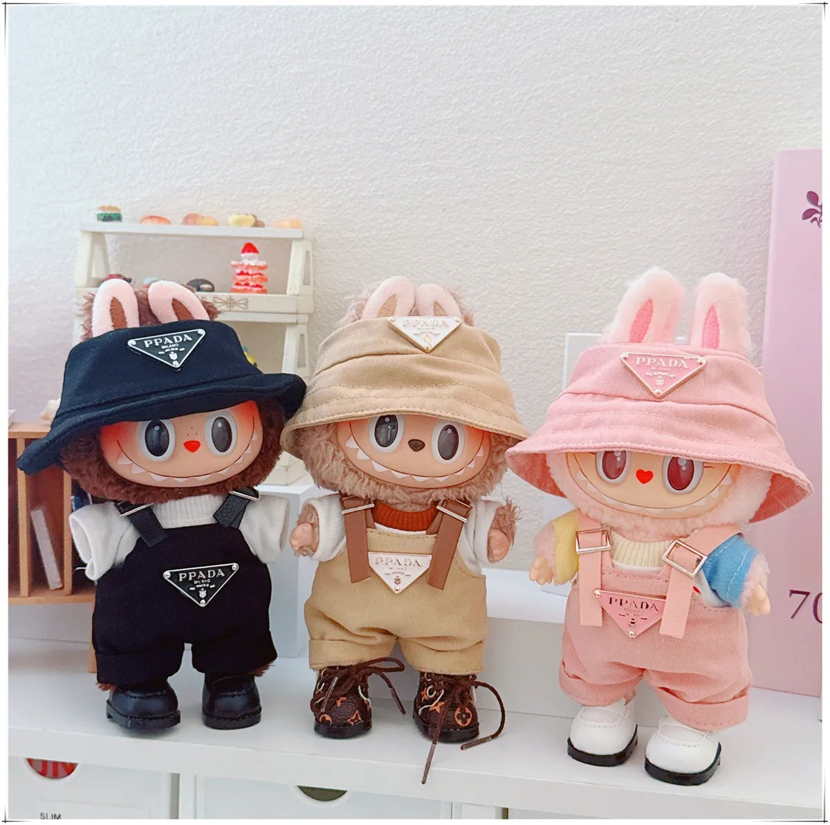 The first and second generations of Labubu only sell 17cm seated party clothes accessories inverted triangle workwear fashion (No Doll)