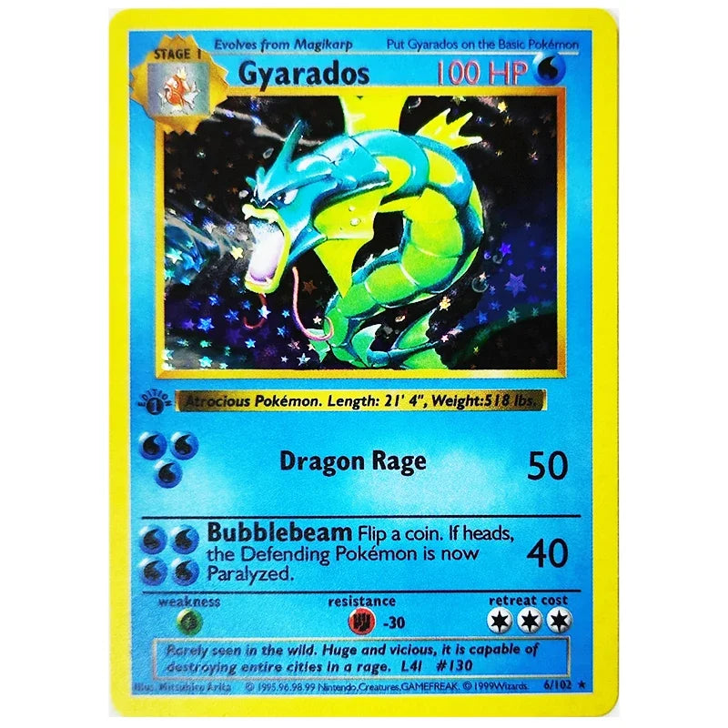 Pokemon Collection Cards 1996 1st Edition Flash Cards Charizard Blastoise Game PTCG Game Anime Shining Collection Cards Gift Toy