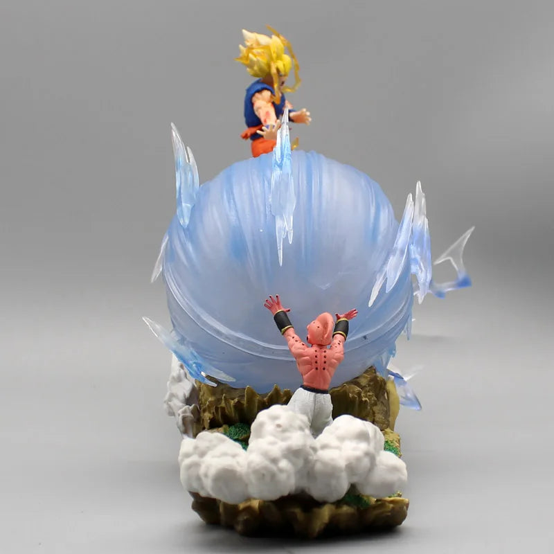 22cm Anime Dragon Ball Z Figure Son Goku VS Buu Battle Goku Figure GK Figurine Model Pvc Statue Collectible Decoration Doll Toys