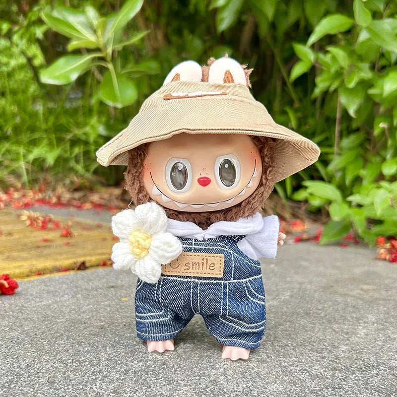 17cm Kawaii Labubu Lisa Same Clothes Fall In Wild Series The Monsters Labubu Plush Doll Changing Clothes Diy Skirt Game Custom