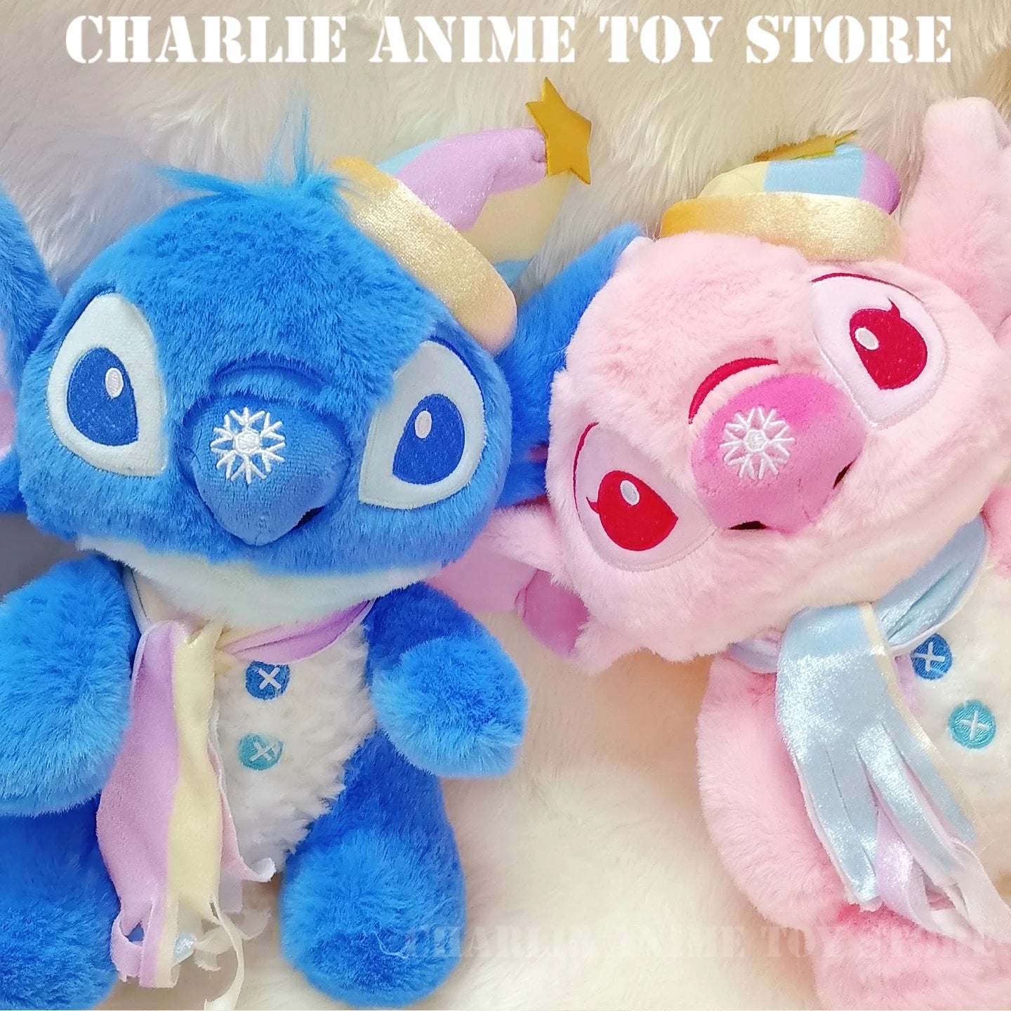 23cm Anime Stitch Plush Stuffed Toys Cartoon Cute Angel Plush Doll Children Birthday Christmas Gifts Couple Doll