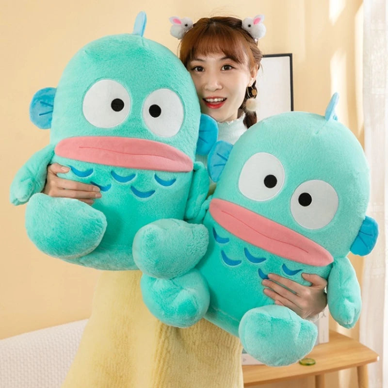 Sanrio Kawaii Hangyodon Plush Toy Cartoon Cute Plush Dolls Throw Pillow Birthday Gift for Kids Friends Halloween Decoration