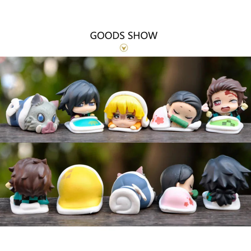 Demon Slayer Figures Agatsuma Zenitsu Kamado Nezuko Hashibira Inosuke Kamado Tanjirou Tomioka Giyuu Sleeping Doll Model Toy Gift