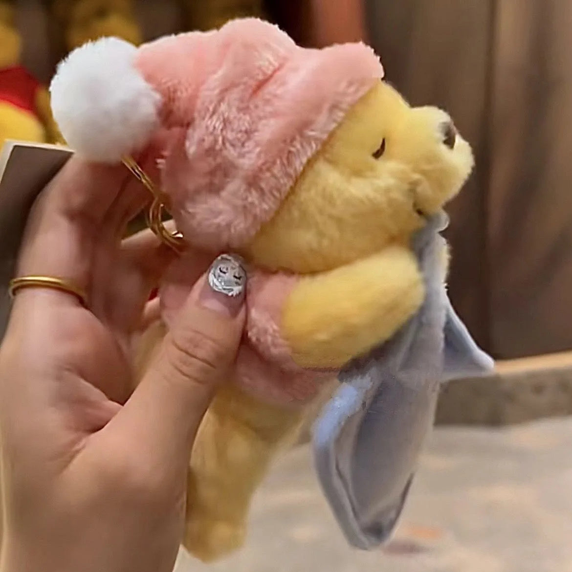 15CM Winnie The Pooh Plush Doll Kawaii Pooh Bear Plush Doll Keychain Girls Bag Accessories Plush Doll Ornaments Birthday Gifts