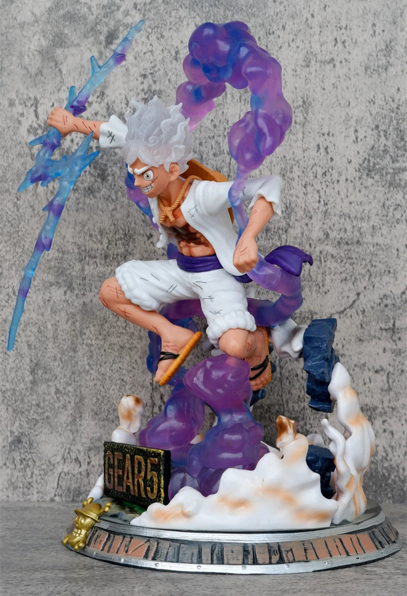 38cm Anime One Piece Monkey D Luffy Gear 5 Fifth Nika Form Battle Ver. PVC Action Figure Statue Collection Model Kids Toys Doll