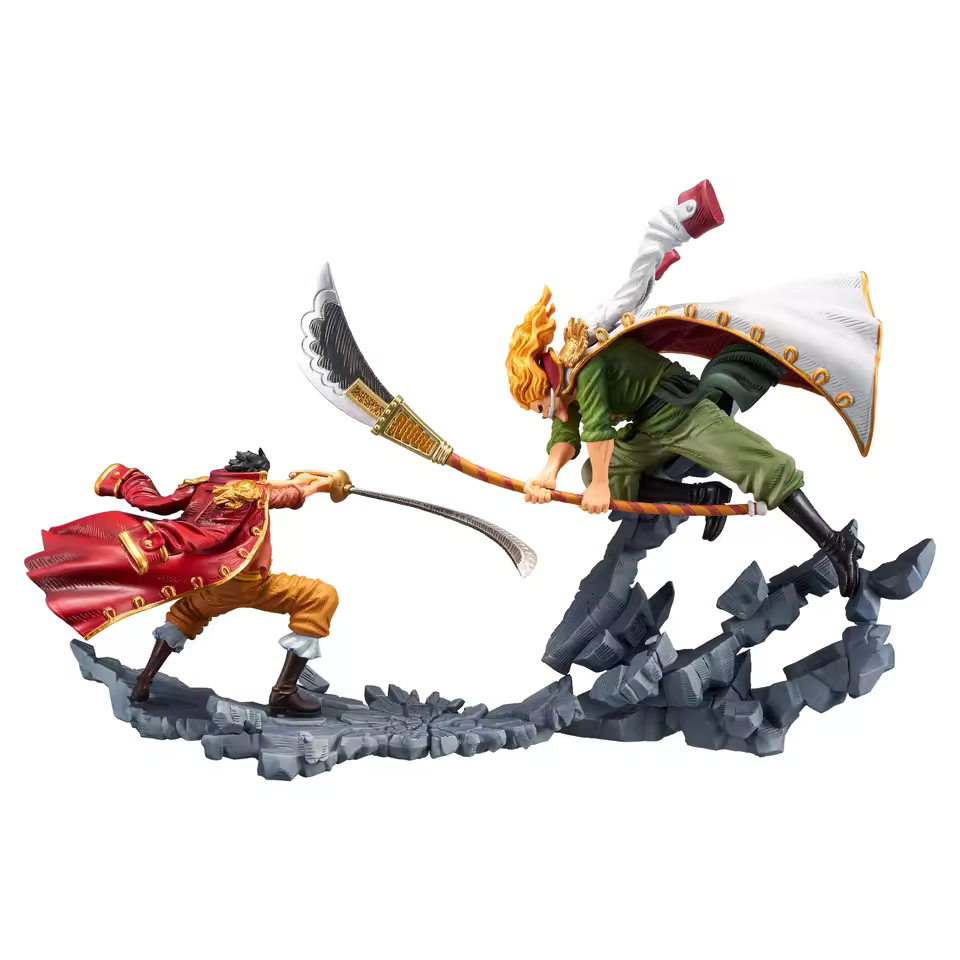 10cm One Piece Anime Figure Dad White Beard Vs Roger Scene Model Pvc Statue Desktop Decoration Collection Box Handmade Toy Gift