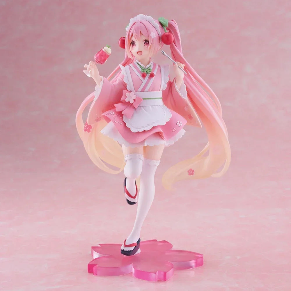 18CM TAITO  Hatsune Miku Coreful Sakura Wafuu Kissa Ver. Maid Figure Anime Figurine Model Collectible Toys Kawaii Gift