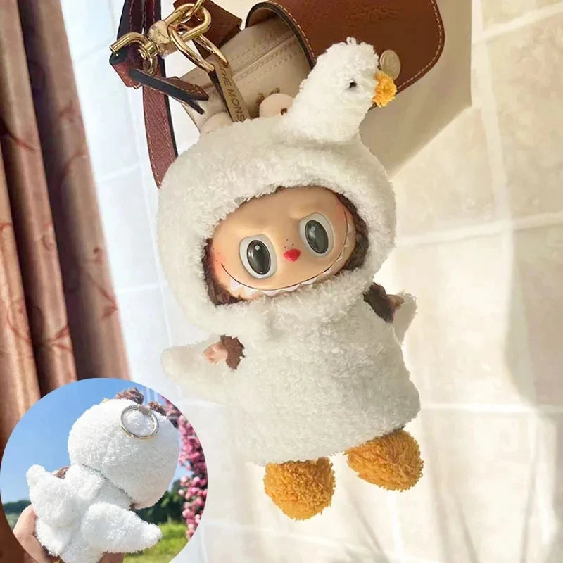 17cm Kawaii Labubu Lisa Same Clothes Fall In Wild Series The Monsters Labubu Plush Doll Changing Clothes Diy Skirt Game Custom