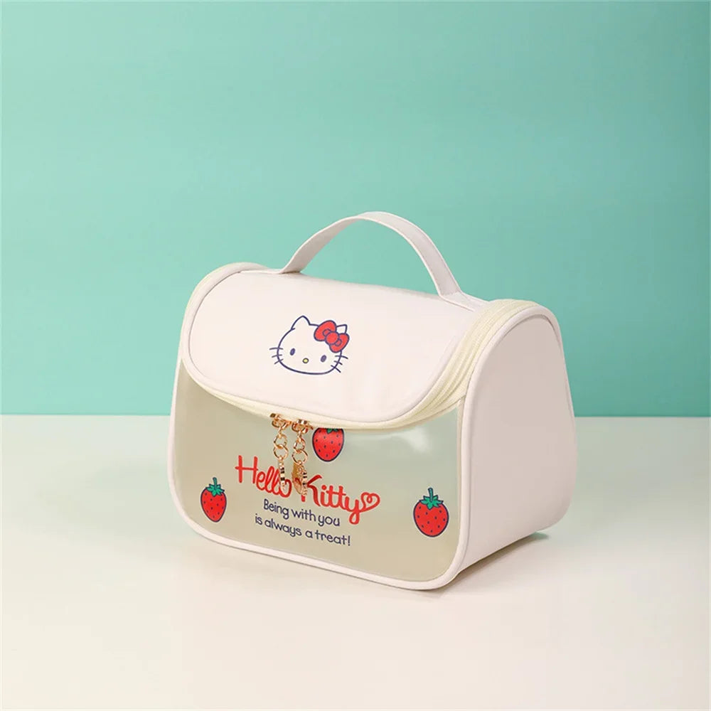 Sanrio Kawaii Hello Kitty Zipper Makeup Bag Black Beauty Cinnamon Roll Large Capacity Waterproof portable Millennium Girls Wash