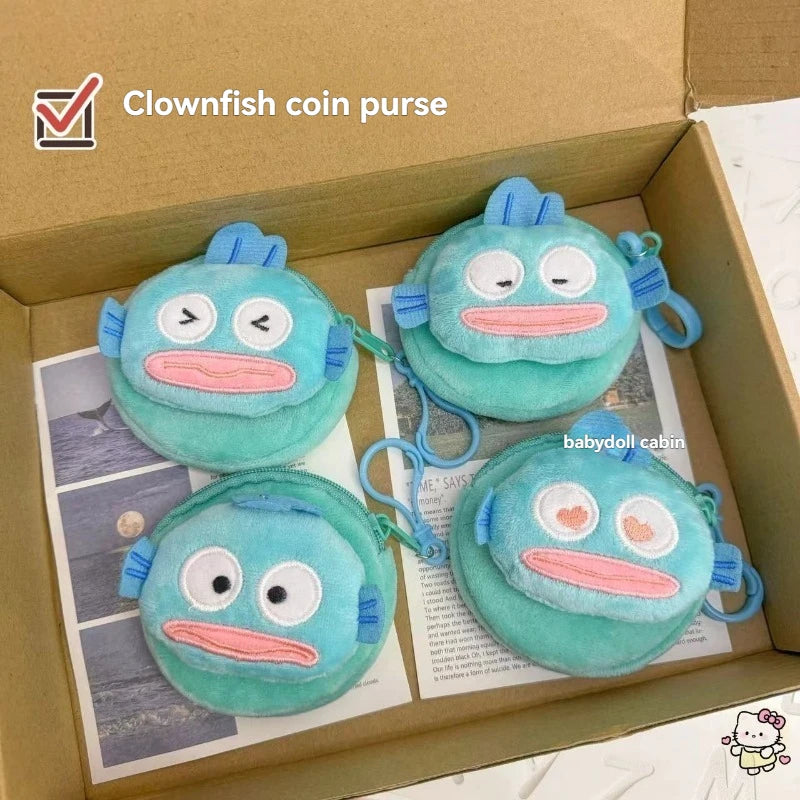 Hangyodon Anime Kawaii Sanrio Baby Handbag Pendant Cute Cartoon Student Keychain Headphone Storage Bag Wallet Gifts for Kids
