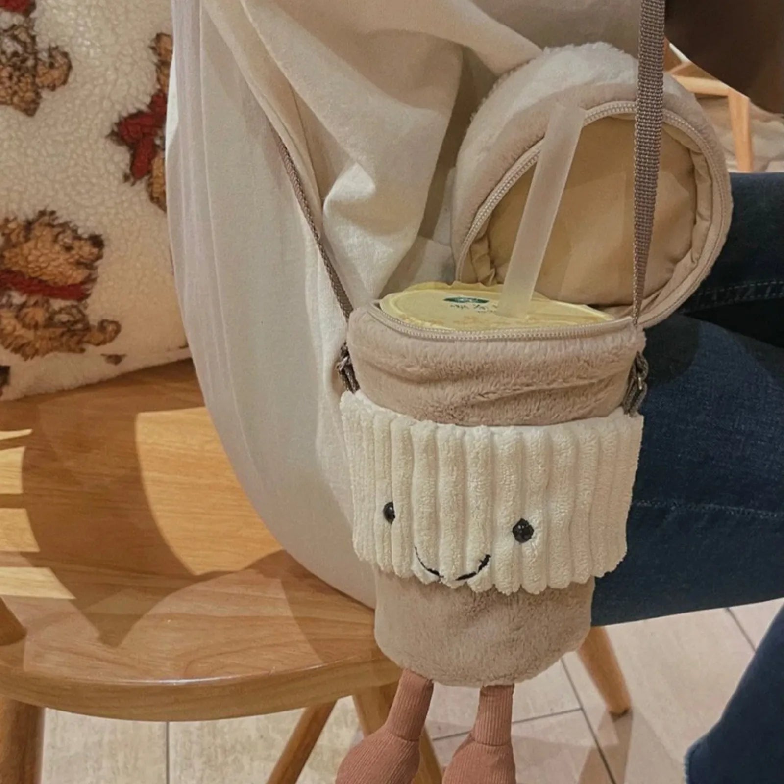 2 Colors Coffee Milk Tea Bag, Women's Messenger Bag Plush Bag, Fashion Cute, Accompanying Toy Cup Set, Girls Festival Gifts