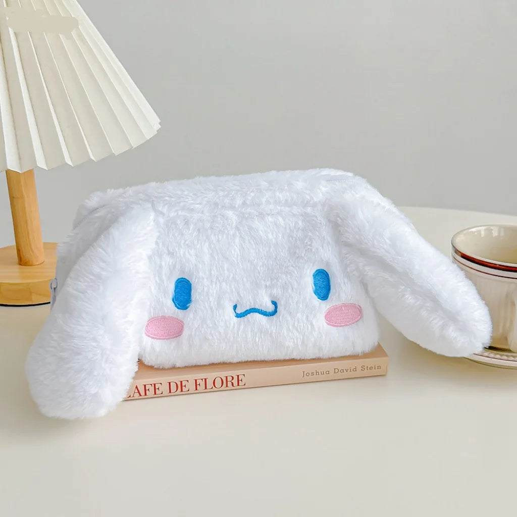 Sanrio Cinnamoroll Anime Kuromi Melody Cosmetic Storage Bags Pencil Case Cartoon Cute Makeup Bag Plush Toys Doll Birthday Gift