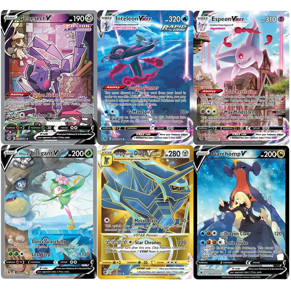 Pokemon Cards Holographic Sword & Shield Series Garchomp Genesect Duraludon Lilligant Evolution Collection Card Proxy Card