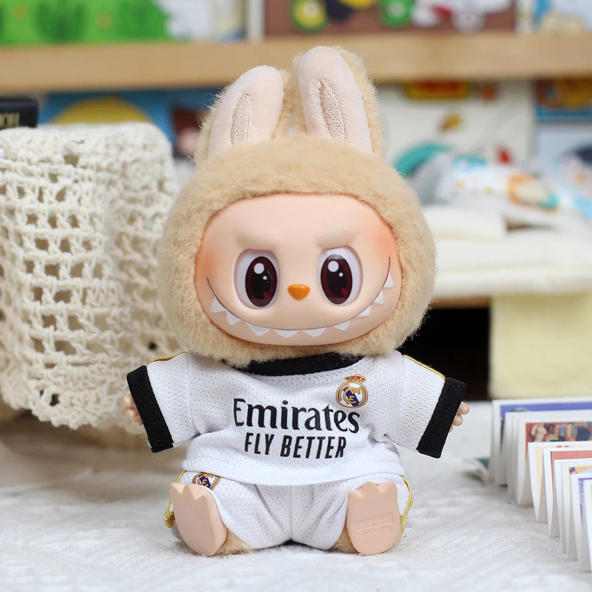 17cm Labubu Football Size 10 Clothing V1V2 V3 Labubu Doll Size 7 Vinyl Pendant Doll Clothing DIY Sportswear Boy Gift Toy (No Doll)