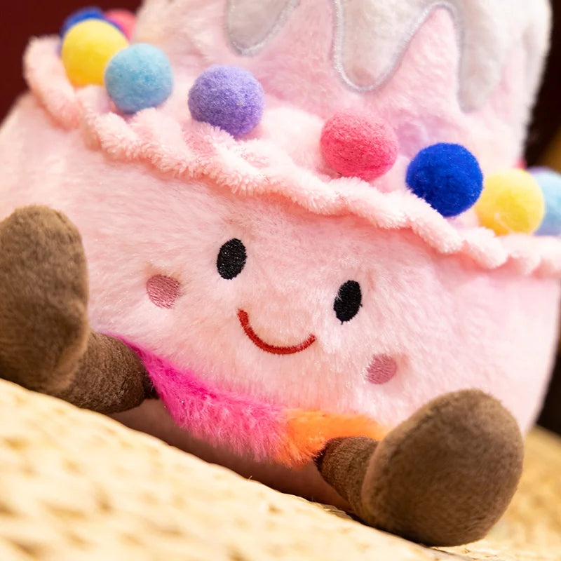 Jelly Cat Strawberry Cake Plush Toys Plush Food Dessert Pillow Kawai Sweet Birthday Cake Candle Party Decoration Creative Gifts