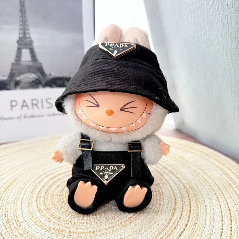 [Baby clothes only] first- and second-generation labubu cloth vinyl blind box pendant baby clothes brown and pink GG set