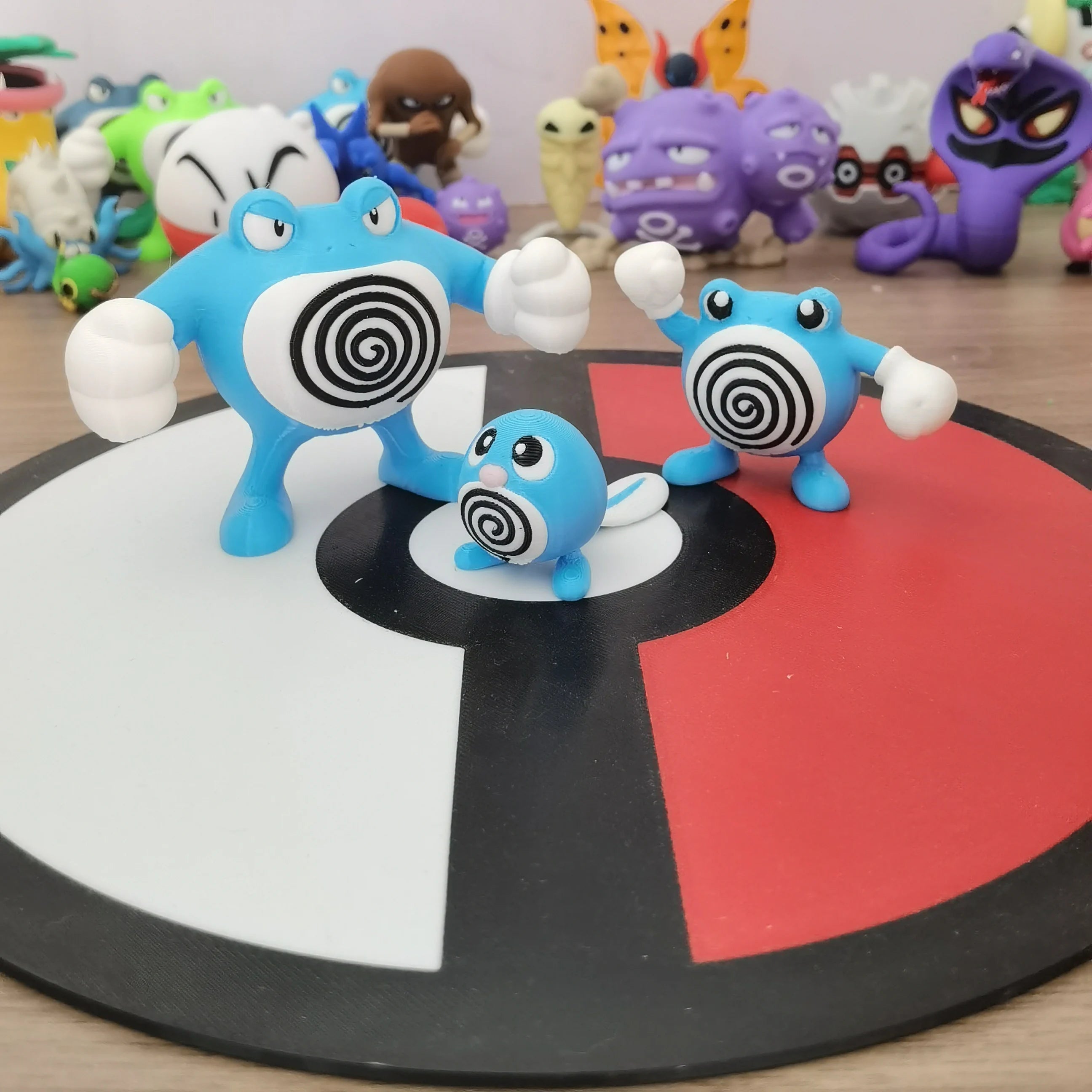Pokemon Anime Figures Poliwag Poliwhirl Poliwrath Proportion World 1:20 Diy 3d Printing Cartoon Character Desktop Model Toy Gift