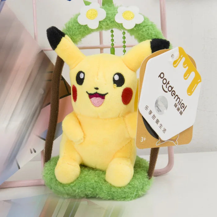 Genuine Pokemon pendants Pikachu Eevee Plush Toys Stuffed Animals Small Plush  Keychains Christmas Birthday Gift For Kids