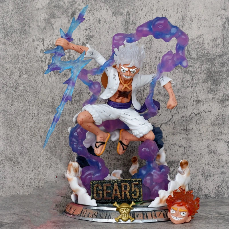 38cm Anime One Piece Monkey D Luffy Gear 5 Fifth Nika Form Battle Ver. PVC Action Figure Statue Collection Model Kids Toys Doll
