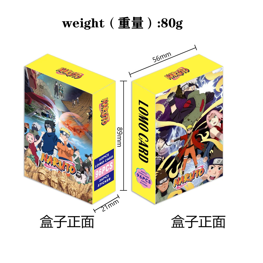 Naruto Japanese Anime Lomo Card One Piece 1pack/96pcs Card Games With Stickers Message Photo Gift For Anime Fan Game Collection