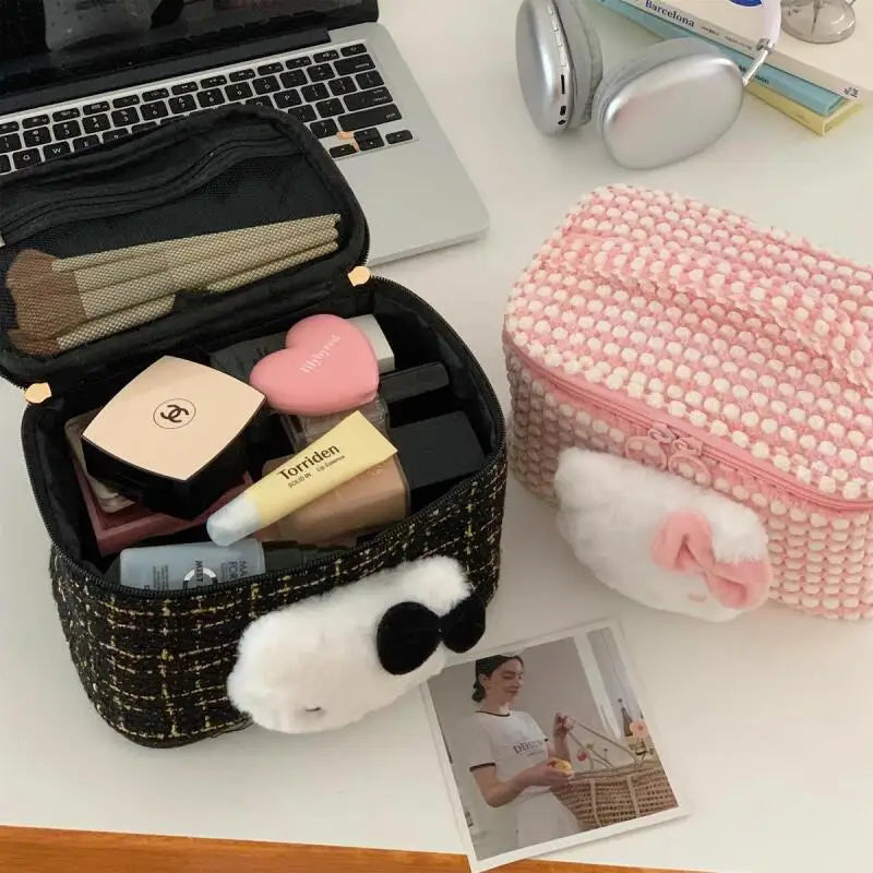 Sanrio Hello Kitty black Sweetheart Cosmetic Bag Cute Kitty Cat Portable Canvas Travel Sundries Storage Bag Coin Purse gifts