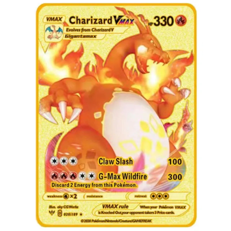 6-12 Pcs/Set  English Version Pokemon Metal Card Pikachu Anime Figure Battle Carte Trading Pocket Monster Cards Model Toy Gifts
