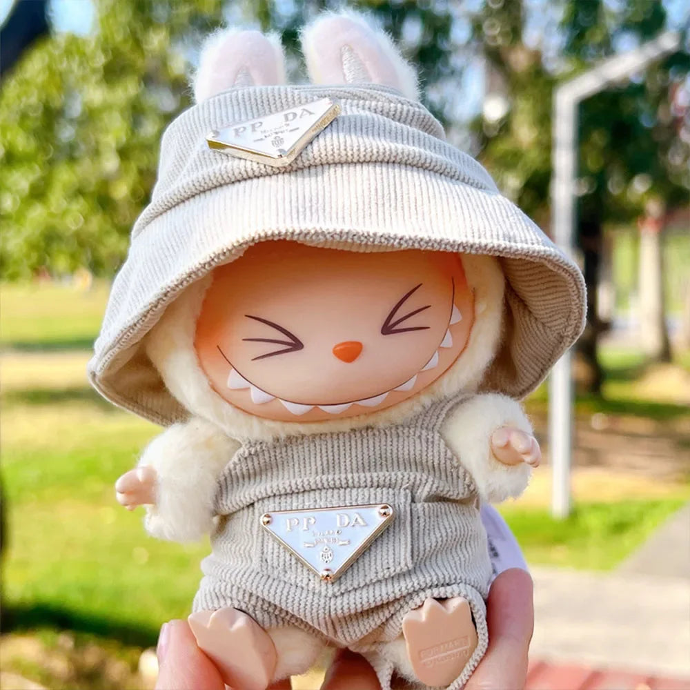 Labubu Corduroy Mini Doll Clothing Set Toys Cute Hats Clothes Shoes Vinyl Doll Accessories Training Sitting Party Games Toys (No Doll)