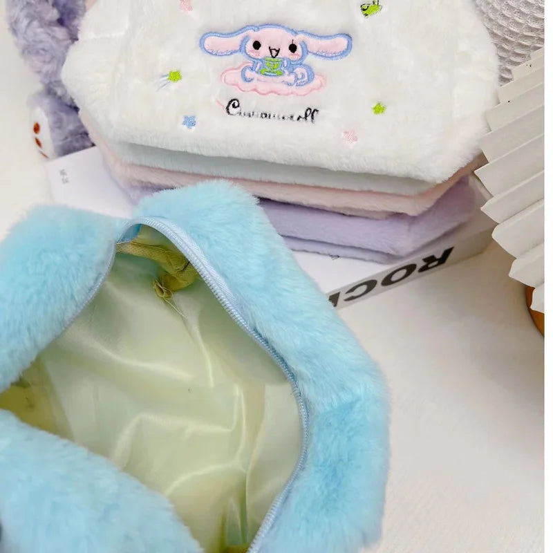 Plush Pencil Case Kawaii Cinnamoroll Kuromi My Melody Large Capacity Pencils Bag Pen Case School Supplies Stationery Gift