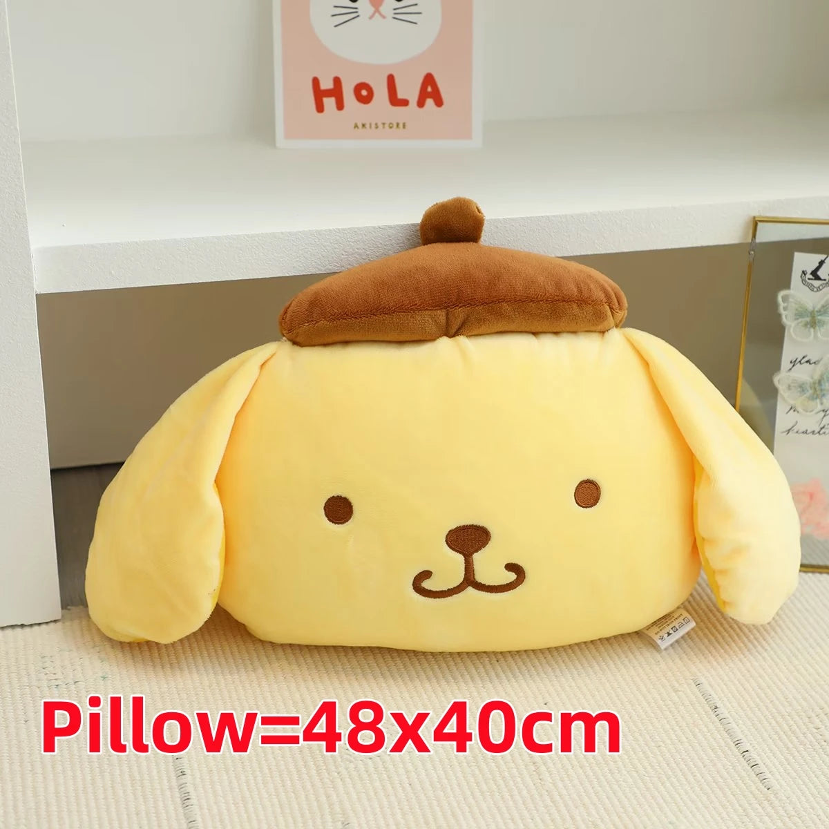 Sanrio Cute Pom Pom Purin Plush Toy Headrest Seat Belt Cover Back Cushion For Car Seat Throw Pillow Sofa Bed Xmas Gifts Girl