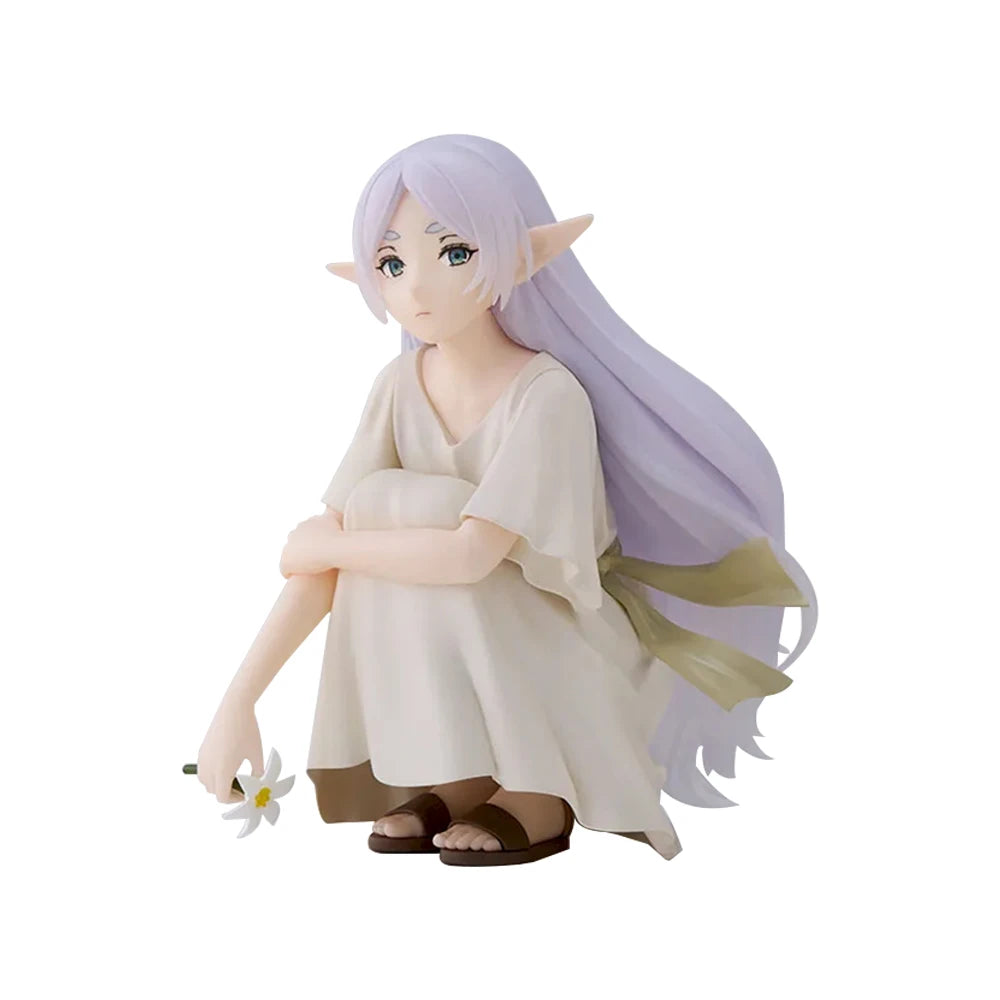 10cm Anime figure Frieren squat posture white skirt  action figures Frieren figurine Doll PVC Model Toy Collection Statue  Gift