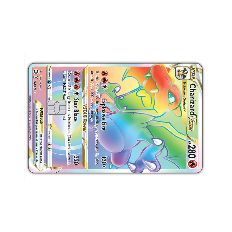 27 Options Available PTCG Charizard Credit Card Skin Sticker Anti-degaussing No Adhesive Residue for VISA Card Debit Card Anime