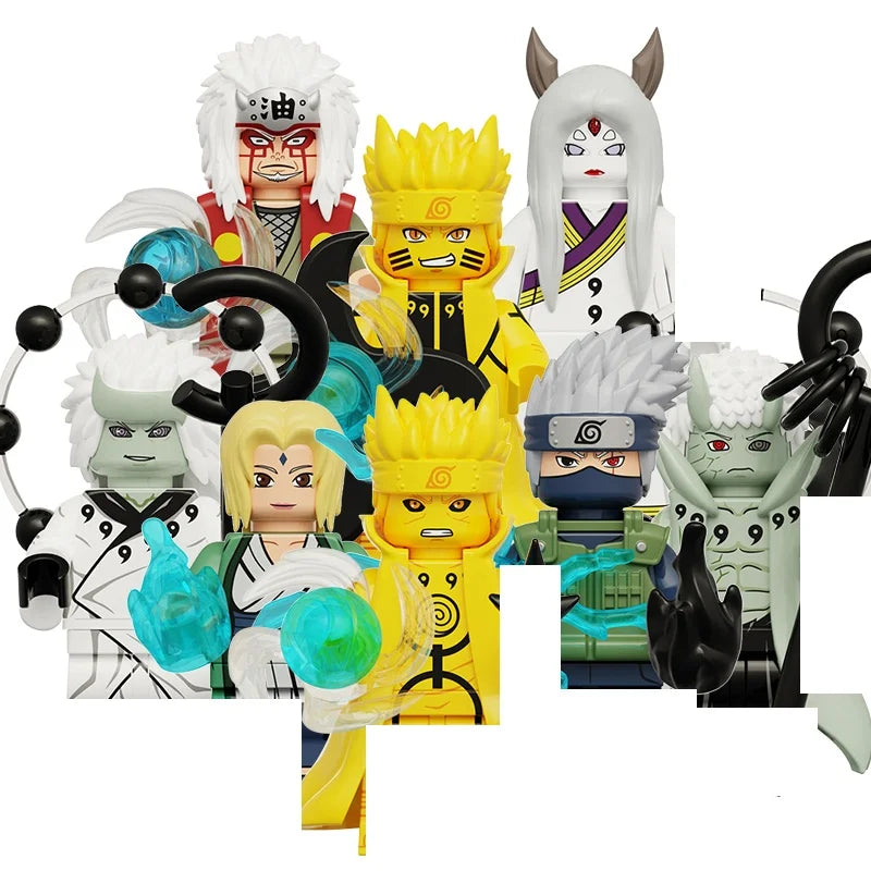 Naruto Sasuke Sakura Kakashi Obito Jiraiya Tsunade Anime Mini Man Blocks Figure