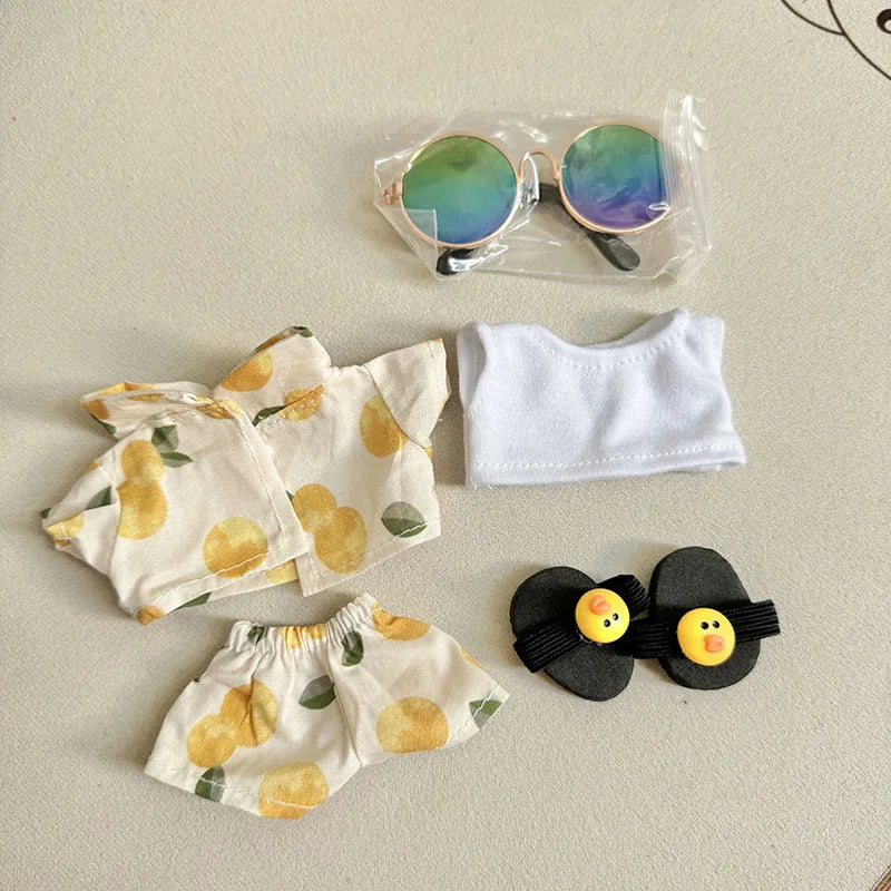 Labubu Doll Clothes Beach Resort Style Overalls Labubu Idol V1 V2 Dolls Clothing Accessories 15/17cm Plush Doll Universal (No Doll)