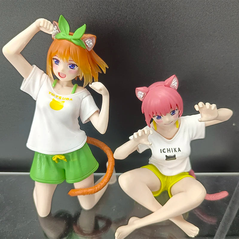 10cm Yotsuba Anime Cute Nakano Nino Figurine The Quintessential Quintuplets Figure Cat Nakano Miku Figure PVC Collection Toys