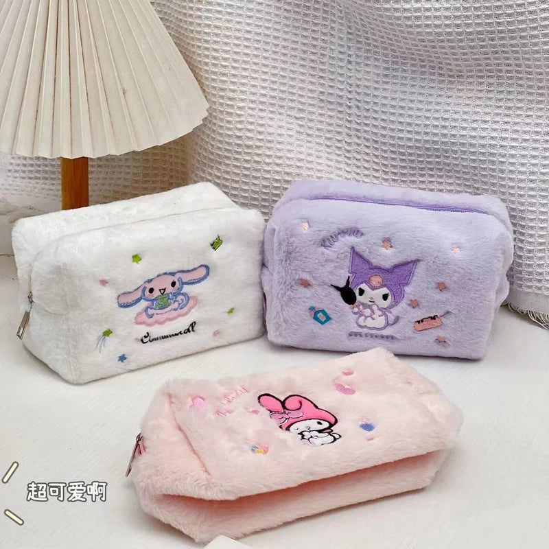 Plush Pencil Case Kawaii Cinnamoroll Kuromi My Melody Large Capacity Pencils Bag Pen Case School Supplies Stationery Gift