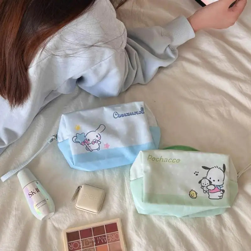 Sanrio Hello Kitty Kuromi Handheld Makeup Bag Portable Mini Storage Bag Cartoon Handbag Anime Peripherals Holiday Gift for Girls