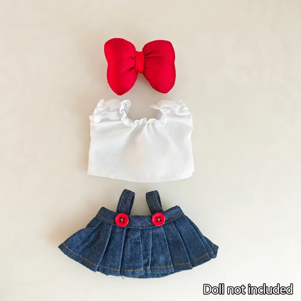 17cm Mini Plush Doll'S Clothes Outfit Accessories For Korea Kpop Exo Labubu Idol V1 V2 Strap skirt set Clothing Gift (No Doll)