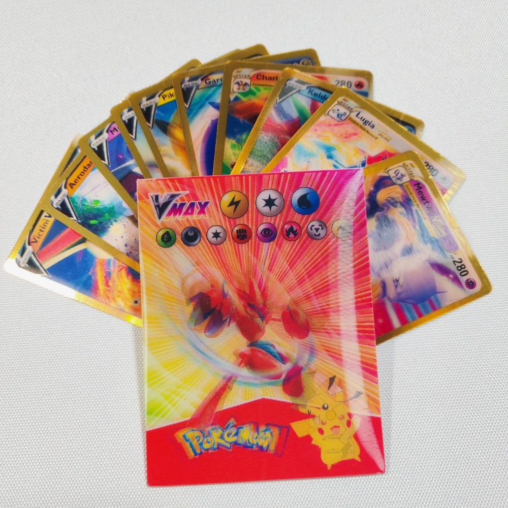 New Pokemon 3D Shining Rainbow Cards English Vmax Gx Charizard Pikachu Trading Game Collection Battle Card Children Toys Gift