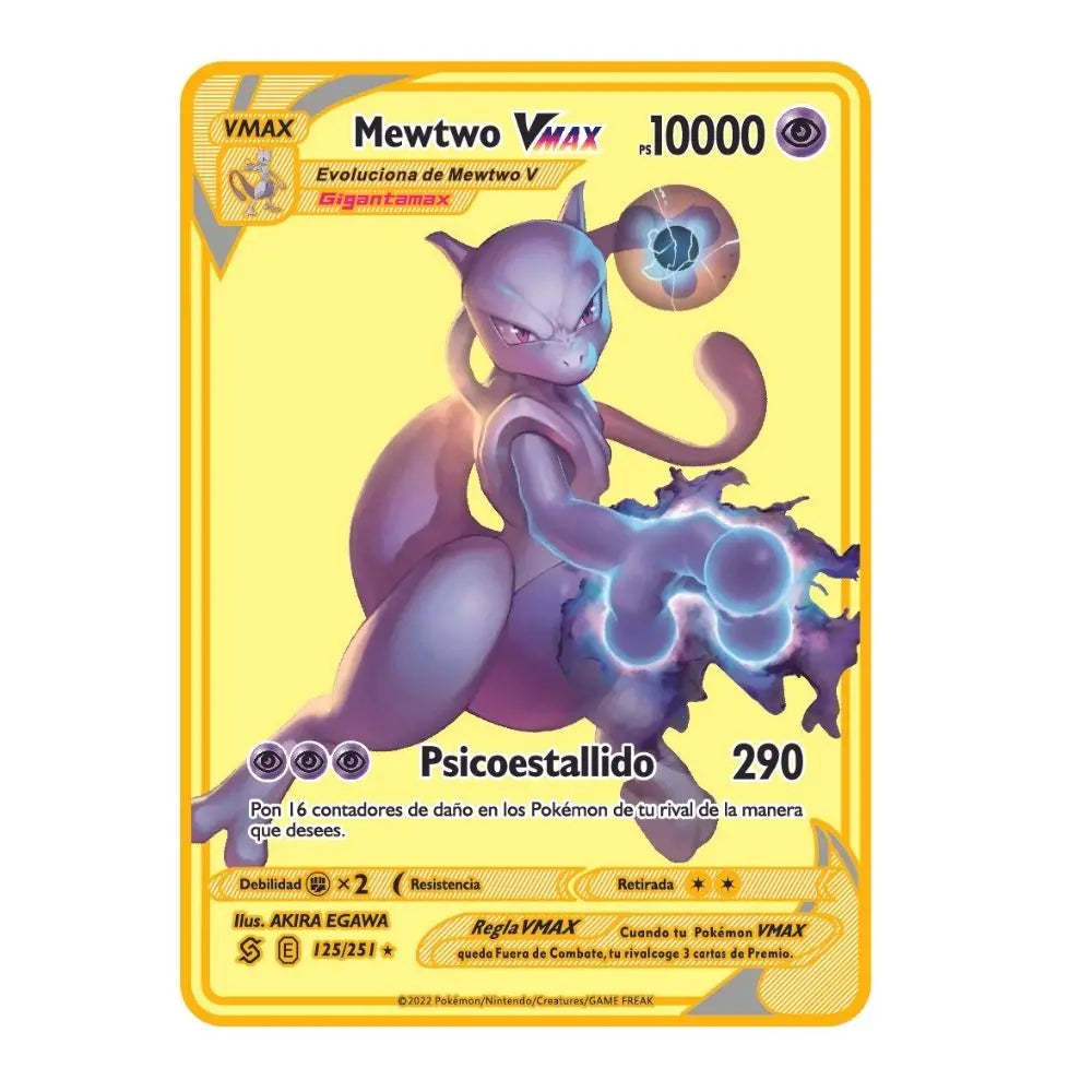 2024 New Spanish Pok é mon Cards Metal Pokemon Letters Spanish Pokemon Iron Cards Mewtwo Pikachu Gx Charizard Vmax Cartas Pok é