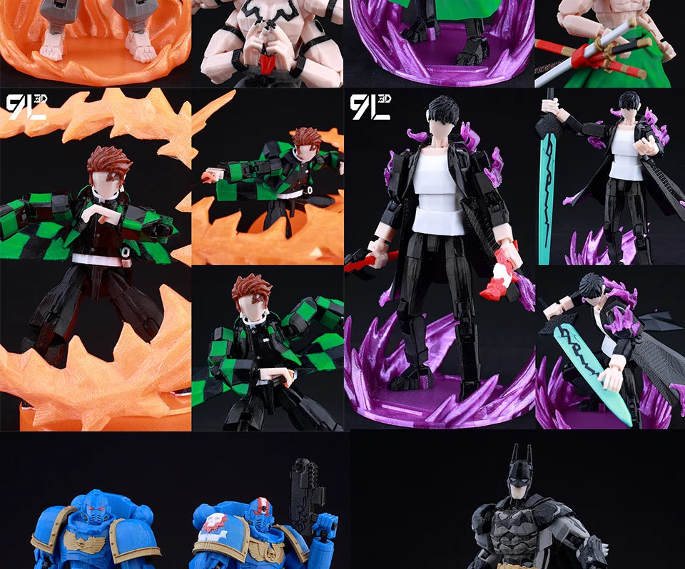VIP-Dropshipping 9L3D Printed Anime Characters Lucky Dummy 13 Action Figures Multi-Jointed Movable Shapeshift Mannequin Toys