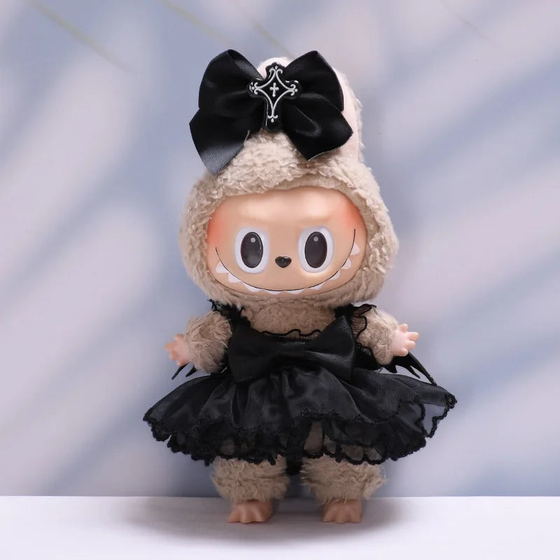 Labubu Clothes Fashion Gothic Style Skirt Labubu Doll Clothes Pendant Little Devil Strap Skirt 15/17cm Plush Doll Universal (No Doll)