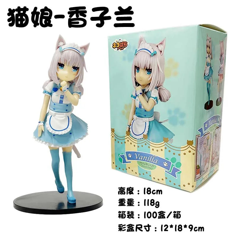 18CM Cat Maid Anime NEKOPARA Figure Chocolates Vanilla Cute Pretty Cat Style Model PVC Static Child Toys Collectible Gift Doll